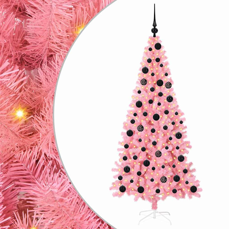 Afbeelding laden in galerijviewer, Vidaxl kerstboom met 300 led met standaard roze 180 cm pvc