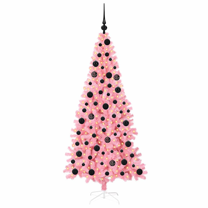 Afbeelding laden in galerijviewer, Vidaxl kerstboom met 300 led met standaard roze 180 cm pvc