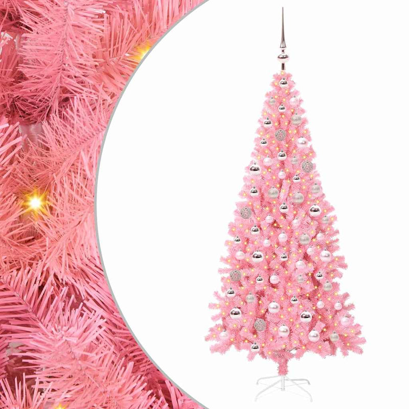 Afbeelding laden in galerijviewer, Vidaxl kerstboom met 300 led met standaard roze 180 cm pvc