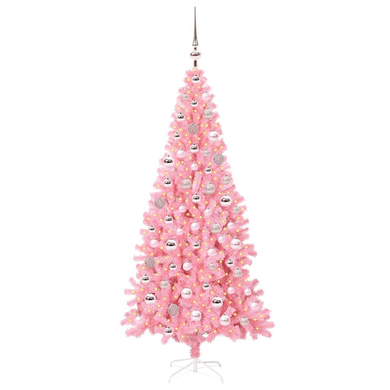 Afbeelding laden in galerijviewer, Vidaxl kerstboom met 300 led met standaard roze 180 cm pvc