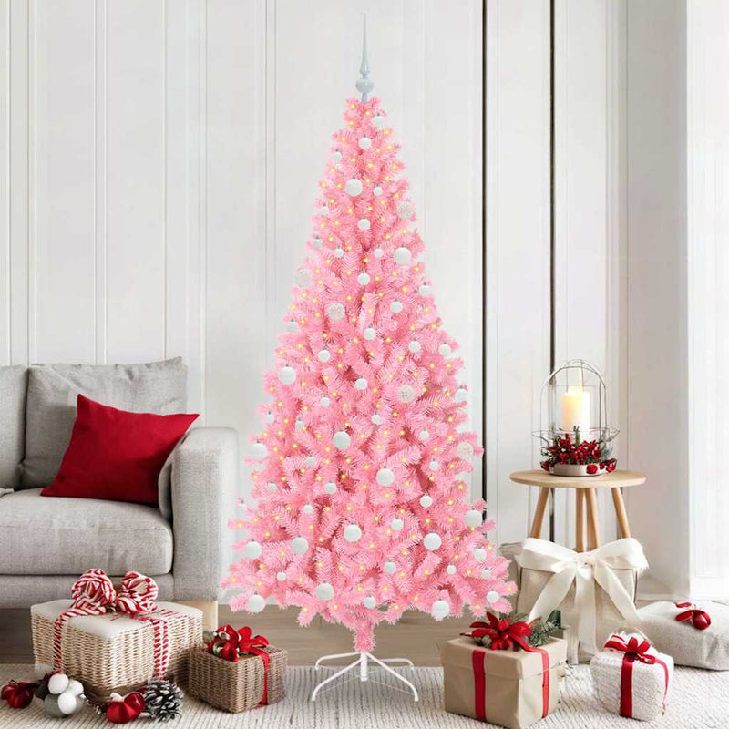 Afbeelding laden in galerijviewer, Vidaxl kerstboom met 300 led met standaard roze 180 cm pvc