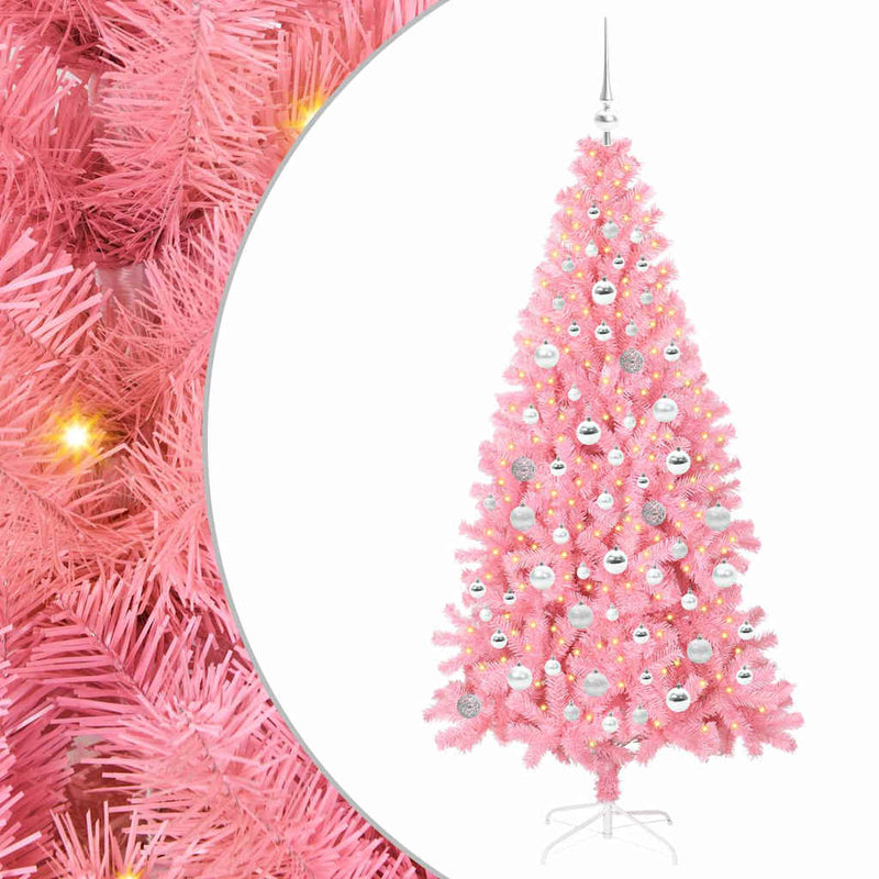 Afbeelding laden in galerijviewer, Vidaxl kerstboom met 300 led met standaard roze 180 cm pvc