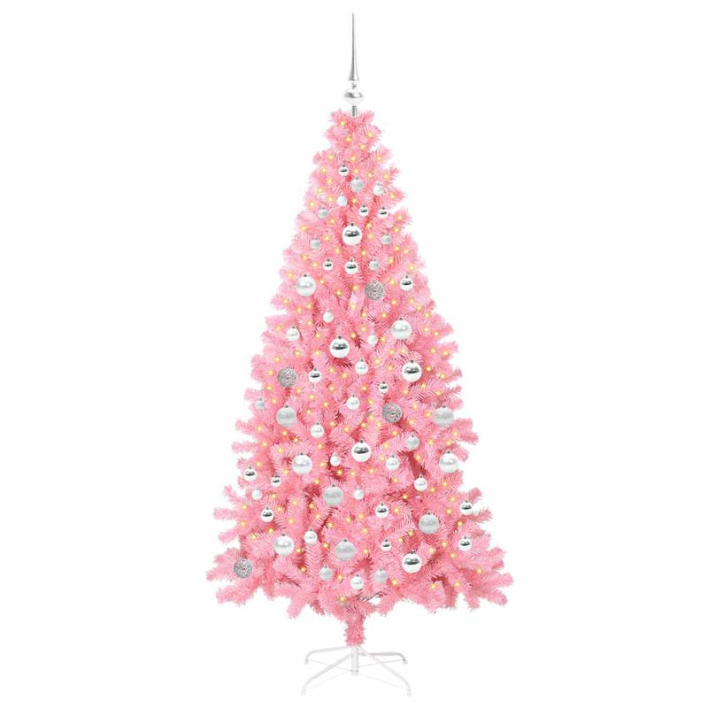 Afbeelding laden in galerijviewer, Vidaxl kerstboom met 300 led met standaard roze 180 cm pvc