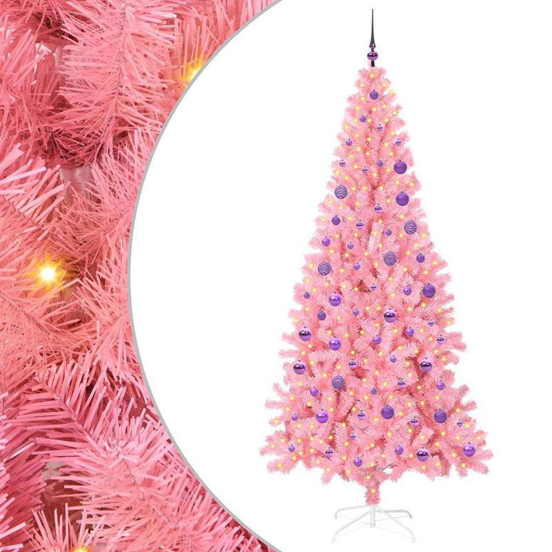 Afbeelding laden in galerijviewer, Vidaxl kerstboom met 300 led met standaard roze 180 cm pvc