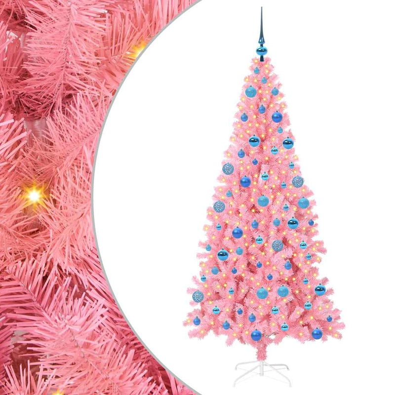 Afbeelding laden in galerijviewer, Vidaxl kerstboom met 300 led met standaard roze 180 cm pvc
