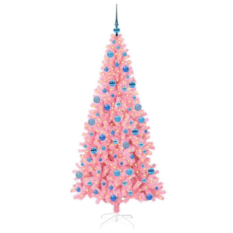 Afbeelding laden in galerijviewer, Vidaxl kerstboom met 300 led met standaard roze 180 cm pvc