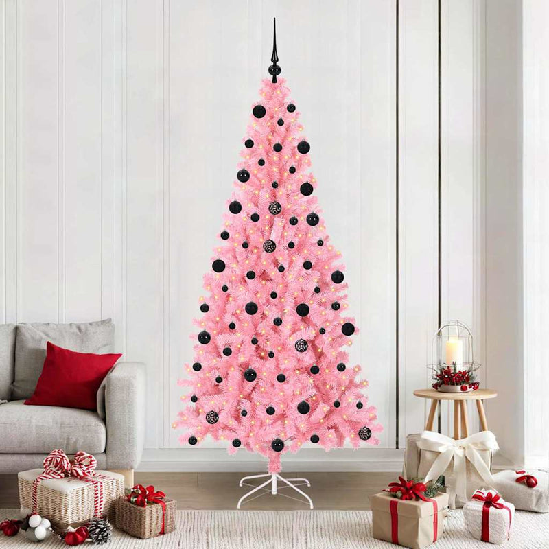 Afbeelding laden in galerijviewer, Vidaxl kerstboom met 300 led met standaard roze 210 cm pvc