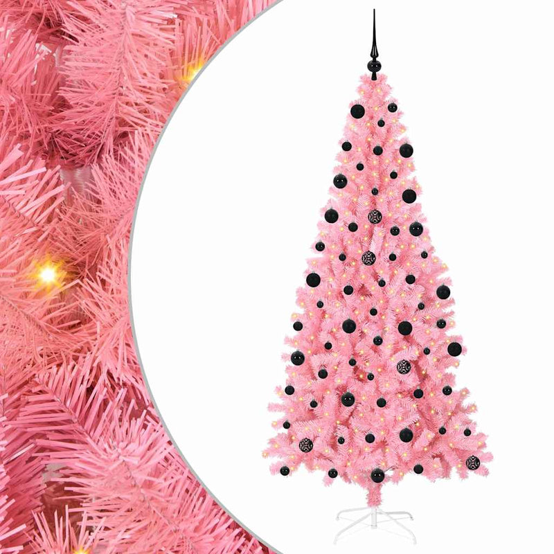 Afbeelding laden in galerijviewer, Vidaxl kerstboom met 300 led met standaard roze 210 cm pvc