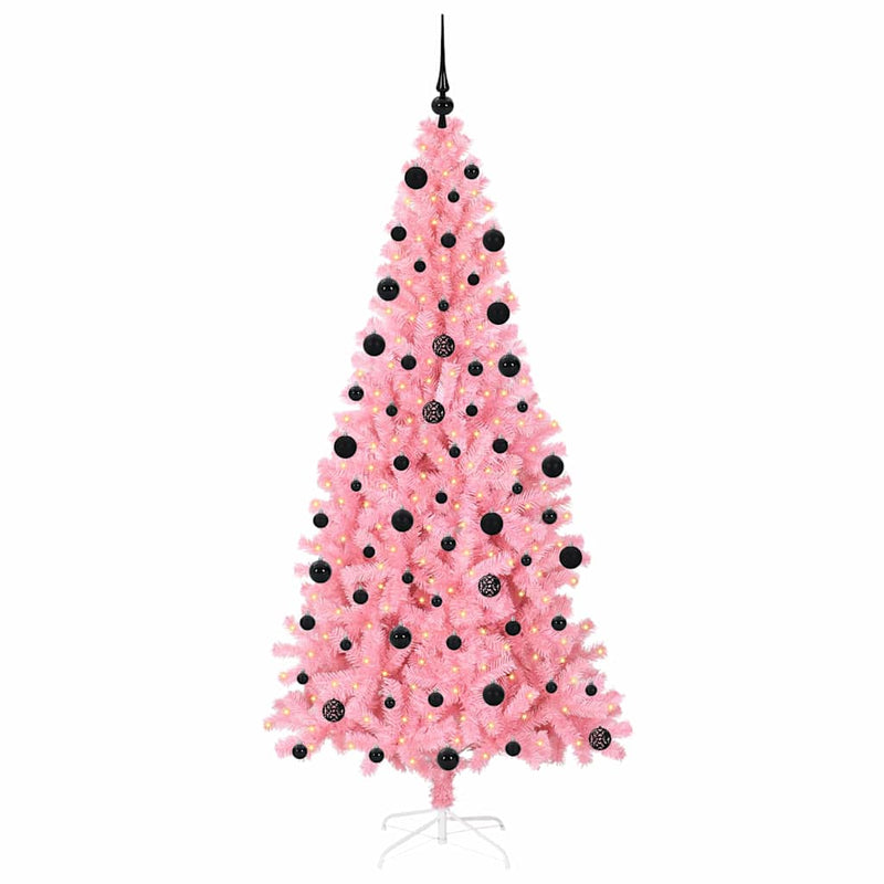 Afbeelding laden in galerijviewer, Vidaxl kerstboom met 300 led met standaard roze 210 cm pvc