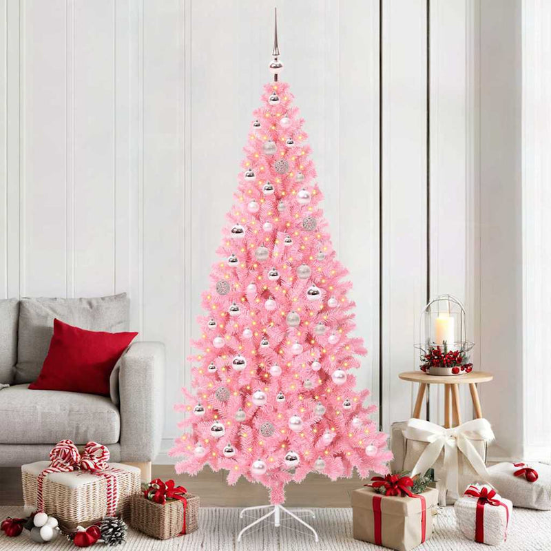 Afbeelding laden in galerijviewer, Vidaxl kerstboom met 300 led met standaard roze 210 cm pvc