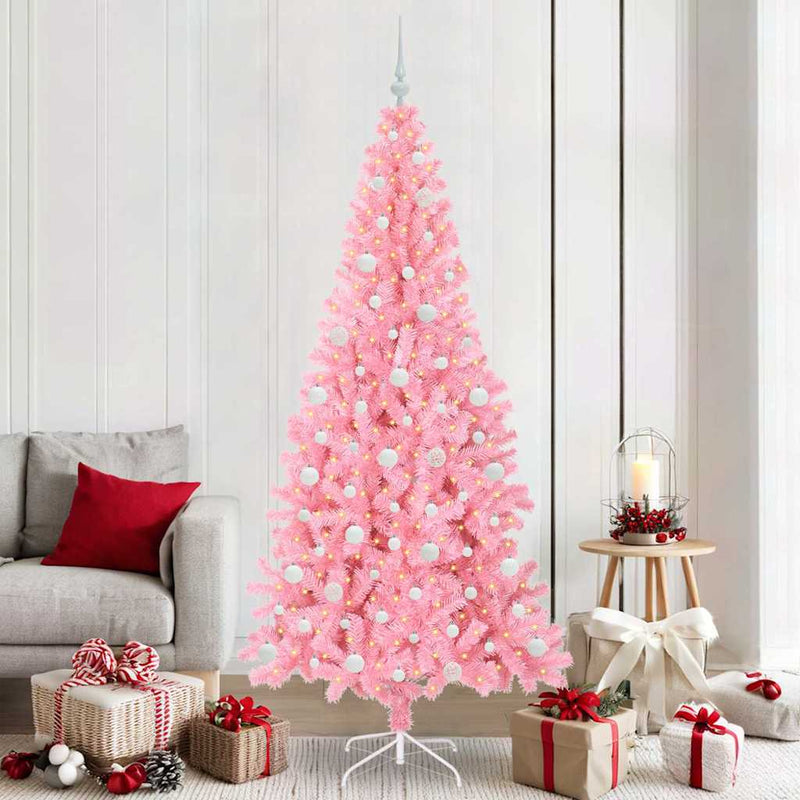 Afbeelding laden in galerijviewer, Vidaxl kerstboom met 300 led met standaard roze 210 cm pvc