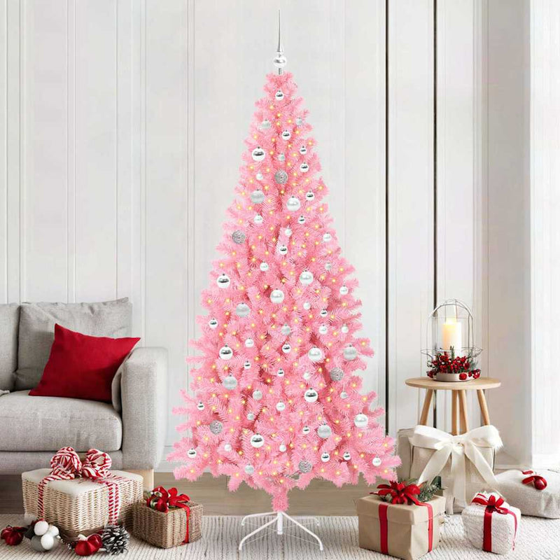 Afbeelding laden in galerijviewer, Vidaxl kerstboom met 300 led met standaard roze 210 cm pvc