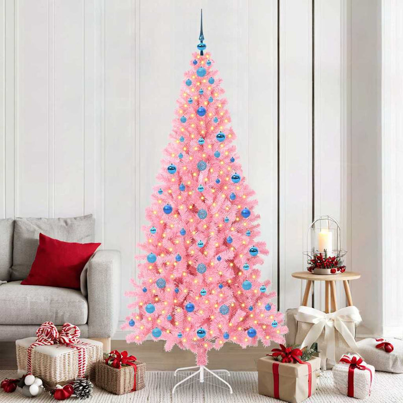 Afbeelding laden in galerijviewer, Vidaxl kerstboom met 300 led met standaard roze 210 cm pvc