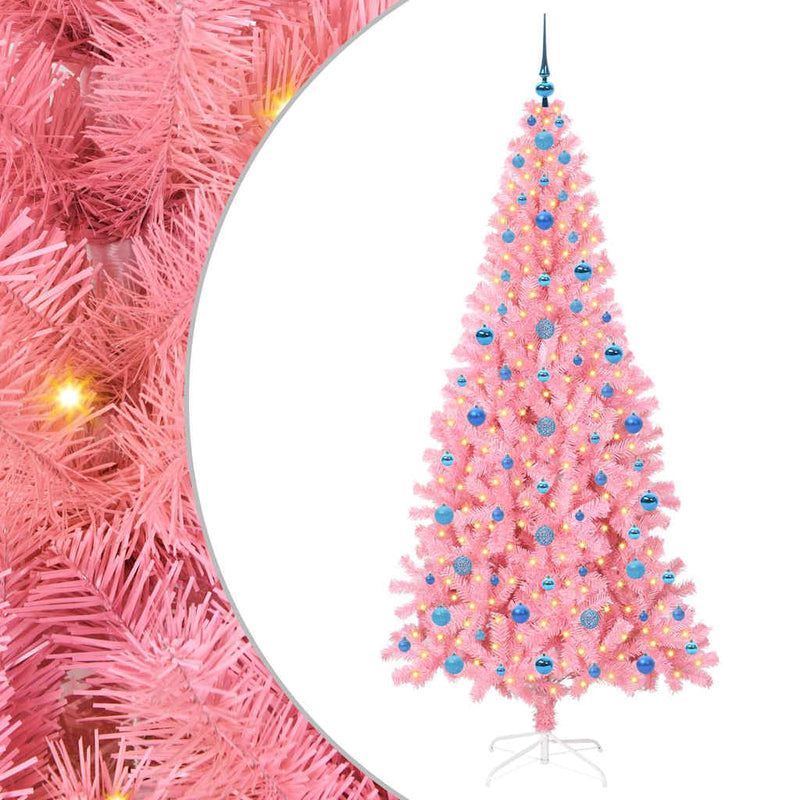 Afbeelding laden in galerijviewer, Vidaxl kerstboom met 300 led met standaard roze 210 cm pvc