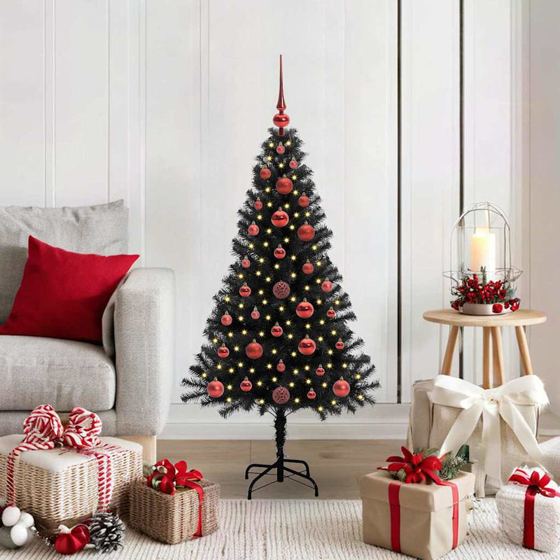 Afbeelding laden in galerijviewer, Vidaxl kerstboom met 150 led met standaard zwart 120 cm pvc
