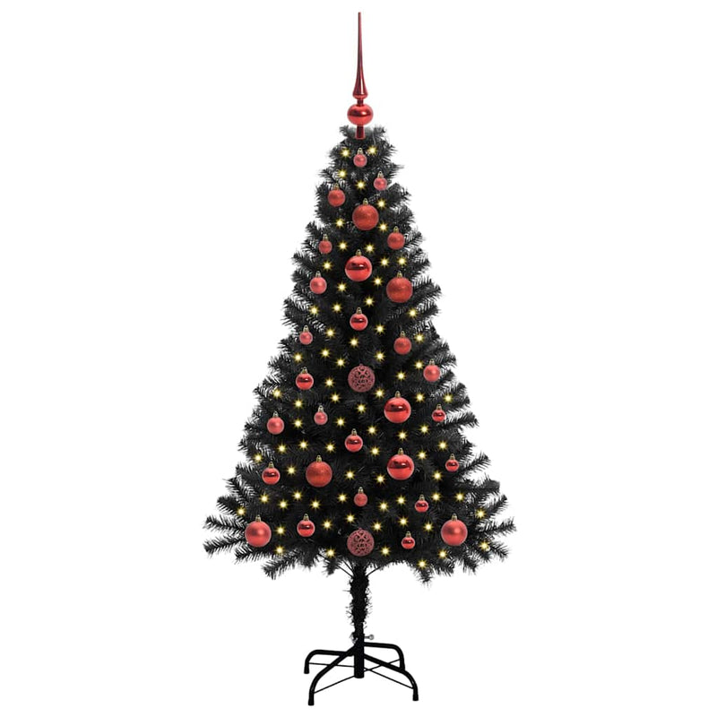 Afbeelding laden in galerijviewer, Vidaxl kerstboom met 150 led met standaard zwart 120 cm pvc