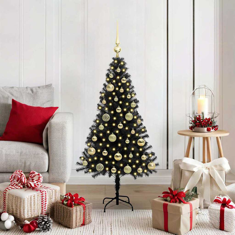 Afbeelding laden in galerijviewer, Vidaxl kerstboom met 150 led met standaard zwart 120 cm pvc