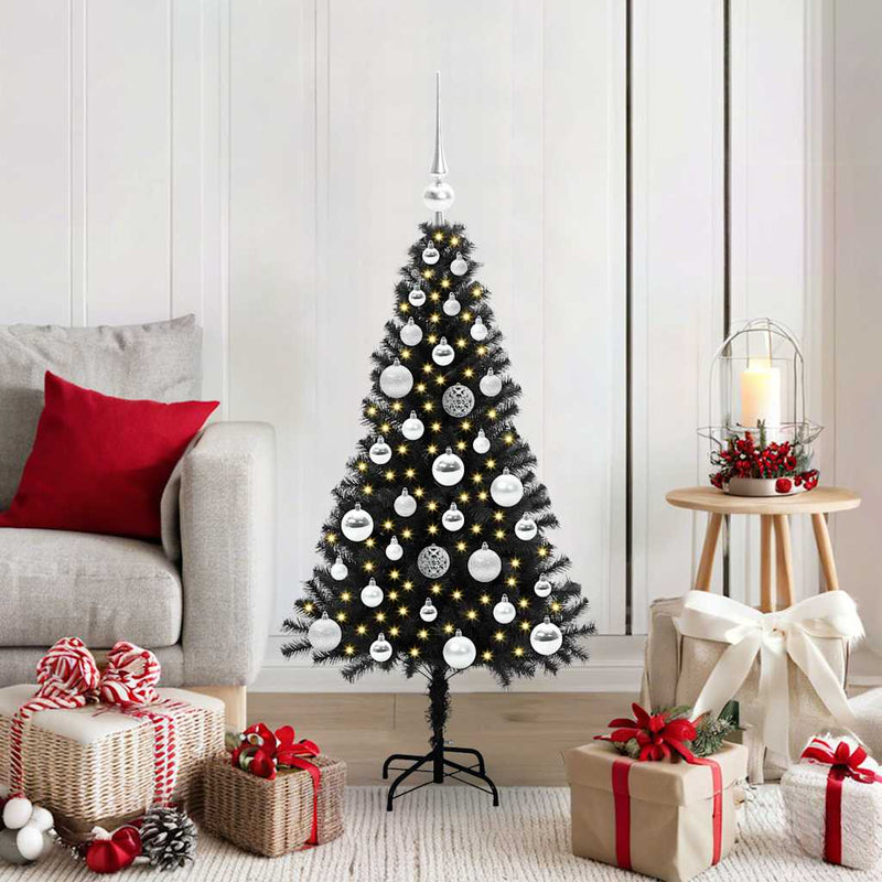 Afbeelding laden in galerijviewer, Vidaxl kerstboom met 150 led met standaard zwart 120 cm pvc