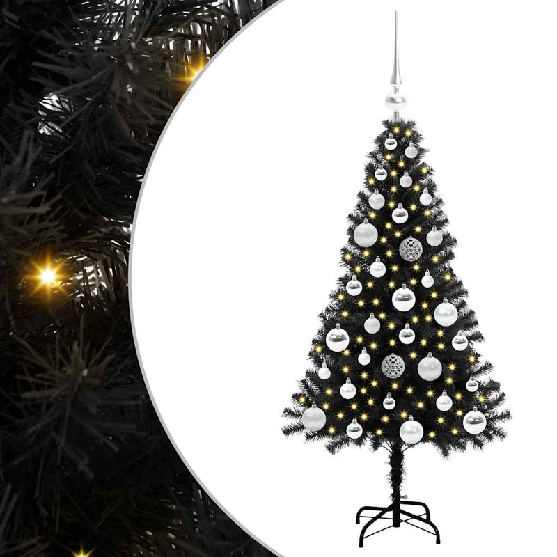 Afbeelding laden in galerijviewer, Vidaxl kerstboom met 150 led met standaard zwart 120 cm pvc