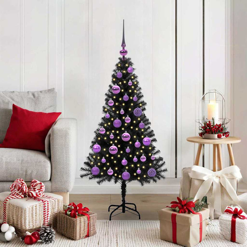 Afbeelding laden in galerijviewer, Vidaxl kerstboom met 150 led met standaard zwart 120 cm pvc