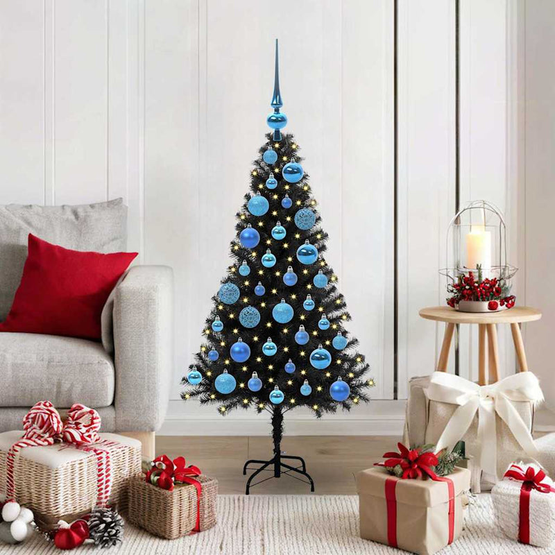Afbeelding laden in galerijviewer, Vidaxl kerstboom met 150 led met standaard zwart 120 cm pvc