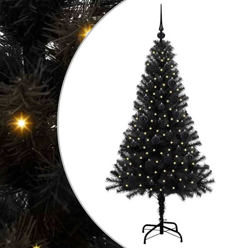 Chargez l'image dans la visionneuse de la galerie, Vidaxl kerstboom met 150 led met standaard zwart 150 cm pvc