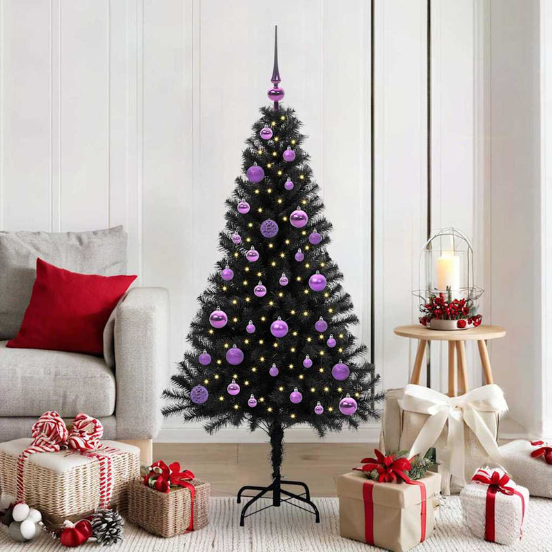 Chargez l'image dans la visionneuse de la galerie, Vidaxl kerstboom met 150 led met standaard zwart 150 cm pvc