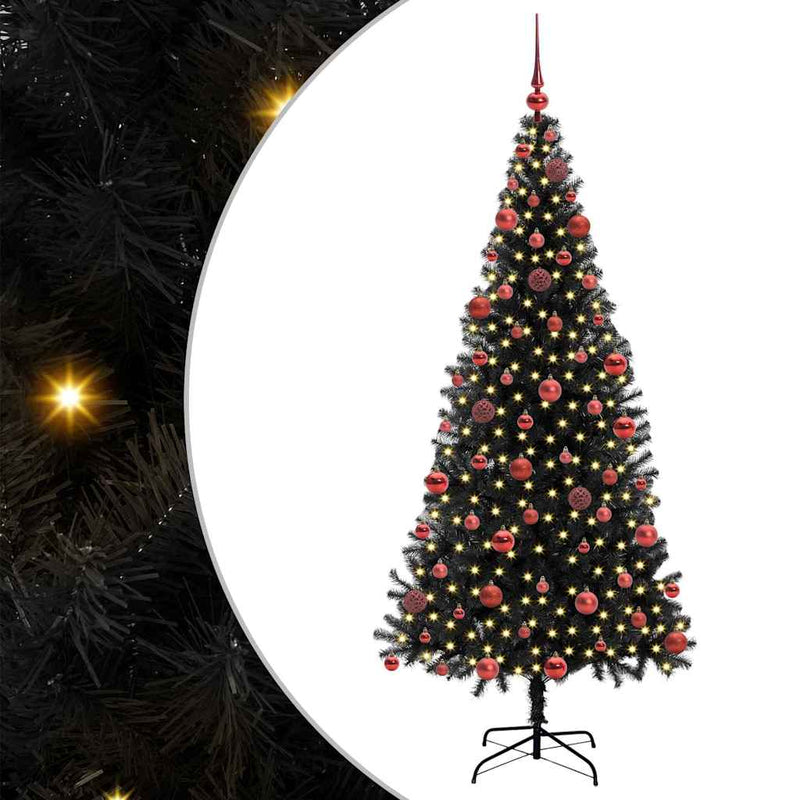 Chargez l'image dans la visionneuse de la galerie, Vidaxl kerstboom met 300 led met standaard zwart 180 cm pvc