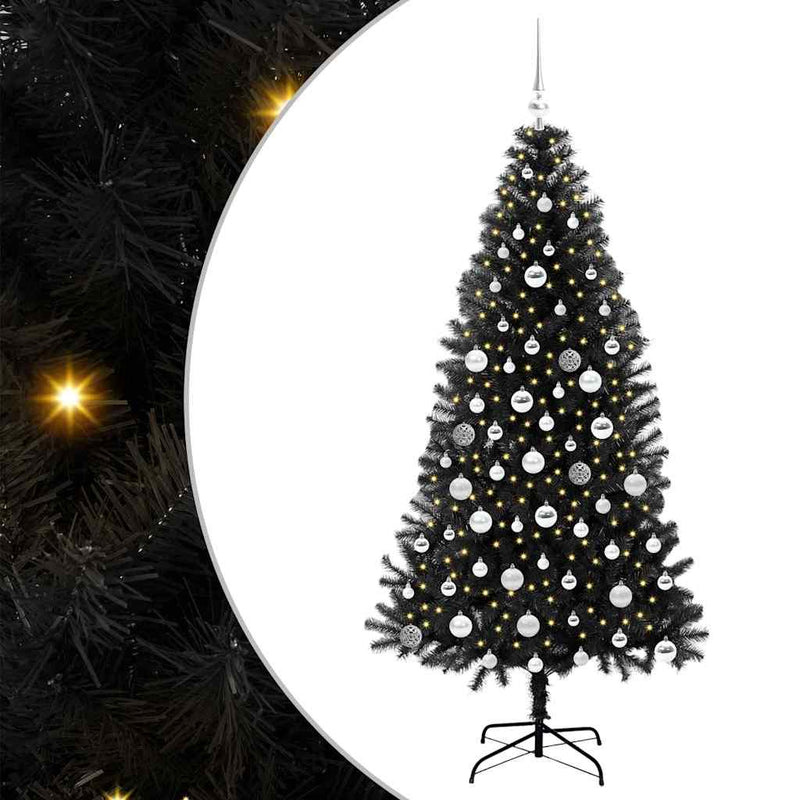 Chargez l'image dans la visionneuse de la galerie, Vidaxl kerstboom met 300 led met standaard zwart 180 cm pvc