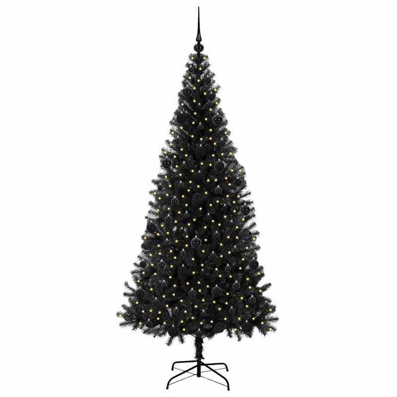ギャラリービューアに画像をロードする, Vidaxl kerstboom met 300 led met standaard zwart 210 cm pvc