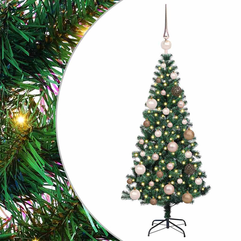 ギャラリービューアに画像をロードする, Vidaxl kunstmatig voorverlicht kerstboom groen 120 cm pvc en metaal