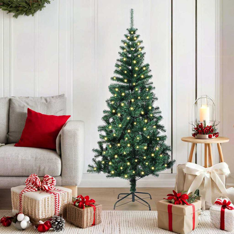ギャラリービューアに画像をロードする, Vidaxl kunstmatig voorverlicht kerstboom groen 150 cm pvc en metaal