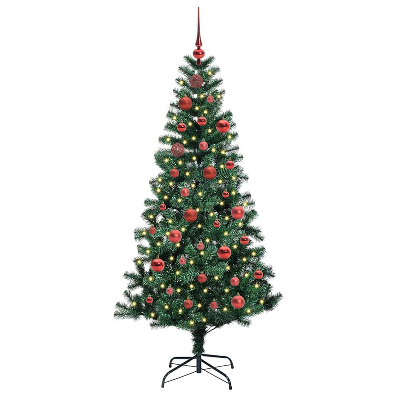 Chargez l'image dans la visionneuse de la galerie, Vidaxl kunstmatig voorverlicht kerstboom groen 150 cm pvc en metaal