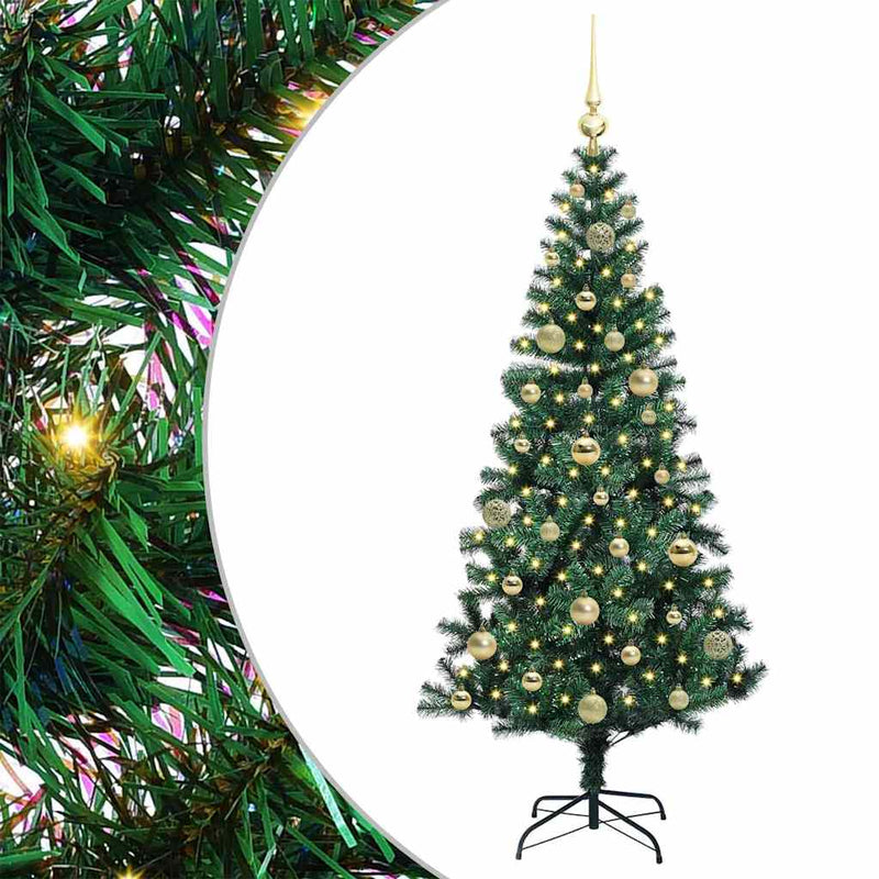 Chargez l'image dans la visionneuse de la galerie, Vidaxl kunstmatig voorverlicht kerstboom groen 150 cm pvc en metaal