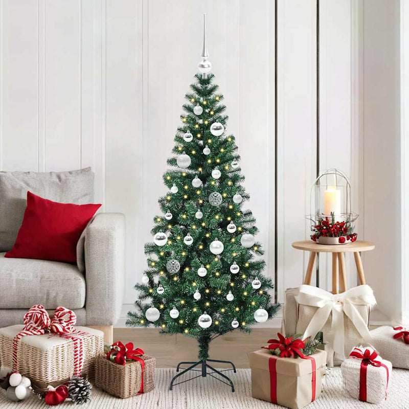 Chargez l'image dans la visionneuse de la galerie, Vidaxl kunstmatig voorverlicht kerstboom groen 150 cm pvc en metaal