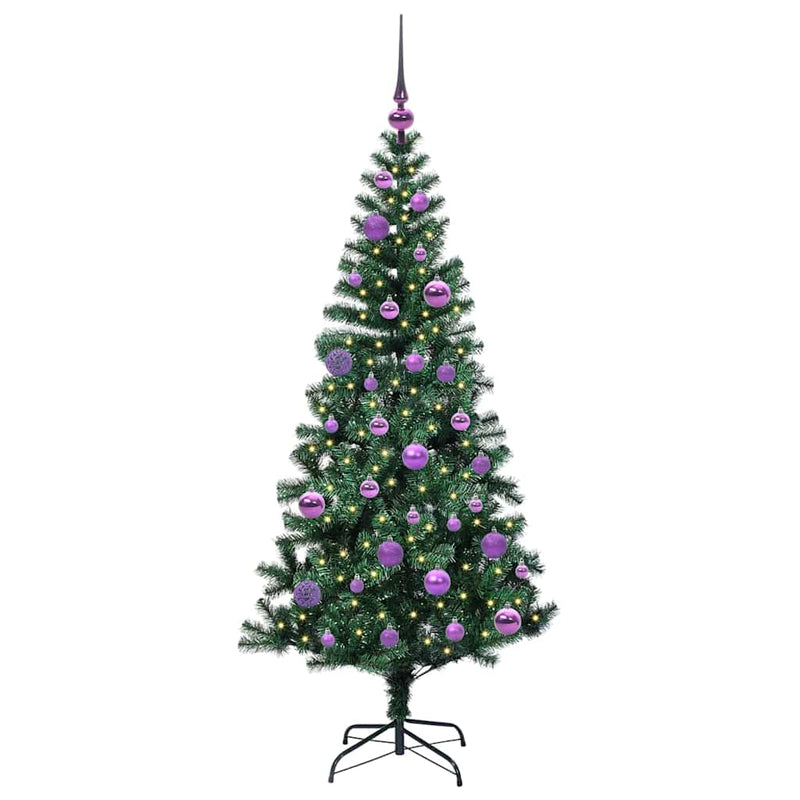 Chargez l'image dans la visionneuse de la galerie, Vidaxl kunstmatig voorverlicht kerstboom groen 150 cm pvc en metaal