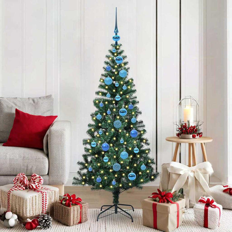 Chargez l'image dans la visionneuse de la galerie, Vidaxl kunstmatig voorverlicht kerstboom groen 150 cm pvc en metaal