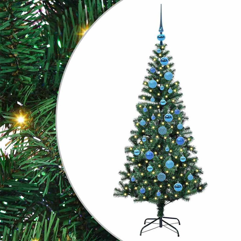 Chargez l'image dans la visionneuse de la galerie, Vidaxl kunstmatig voorverlicht kerstboom groen 150 cm pvc en metaal