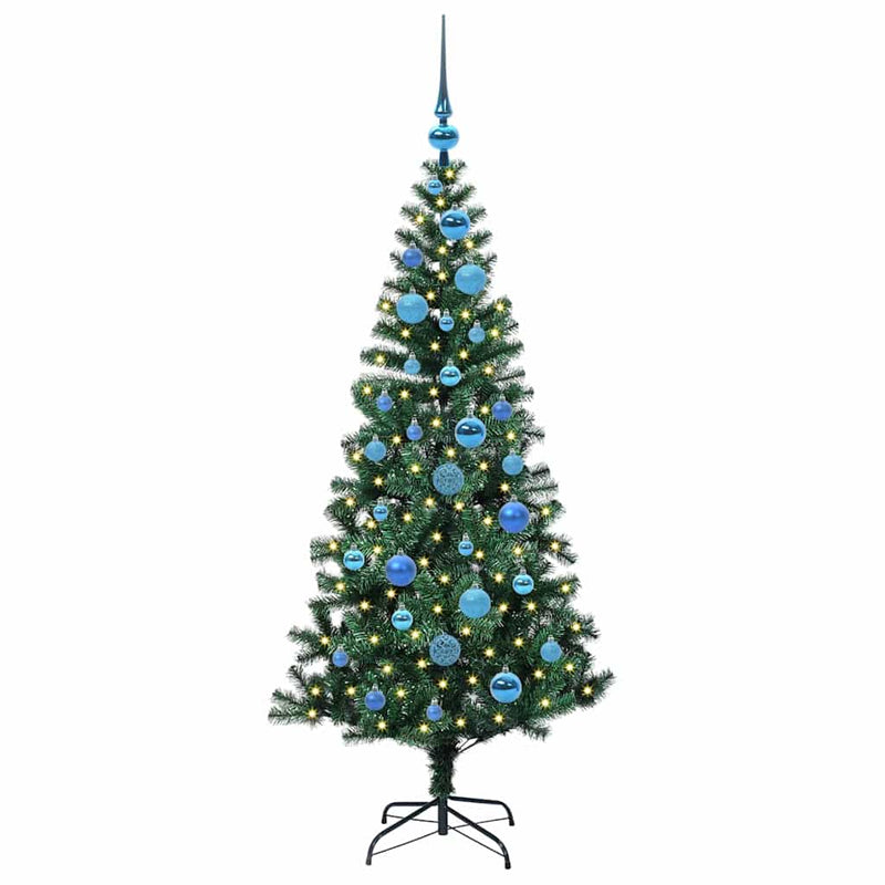 Chargez l'image dans la visionneuse de la galerie, Vidaxl kunstmatig voorverlicht kerstboom groen 150 cm pvc en metaal