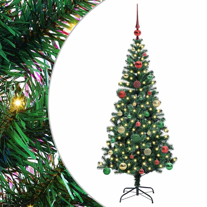 Chargez l'image dans la visionneuse de la galerie, Vidaxl kunstmatig voorverlicht kerstboom groen 150 cm pvc en metaal