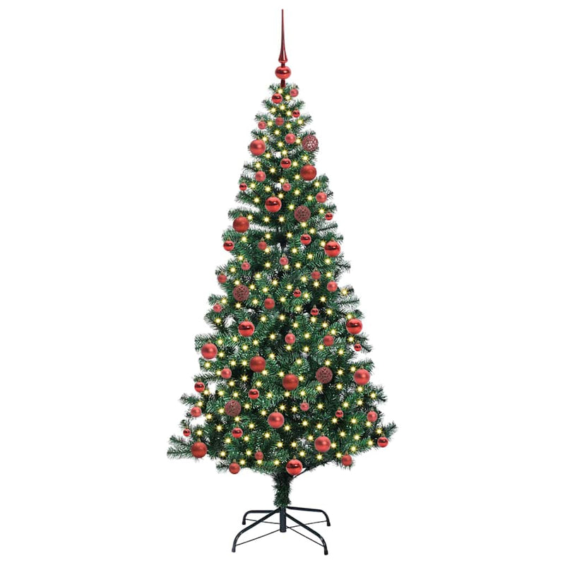 Chargez l'image dans la visionneuse de la galerie, Vidaxl kunstmatig voorverlicht kerstboom groen 180 cm pvc en metaal