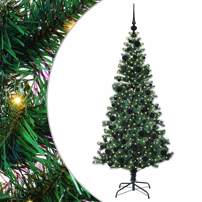 Chargez l'image dans la visionneuse de la galerie, Vidaxl kunstmatig voorverlicht kerstboom groen 180 cm pvc en metaal