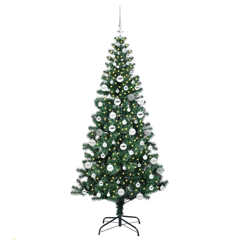 Chargez l'image dans la visionneuse de la galerie, Vidaxl kunstmatig voorverlicht kerstboom groen 180 cm pvc en metaal