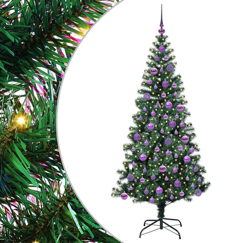 Chargez l'image dans la visionneuse de la galerie, Vidaxl kunstmatig voorverlicht kerstboom groen 180 cm pvc en metaal
