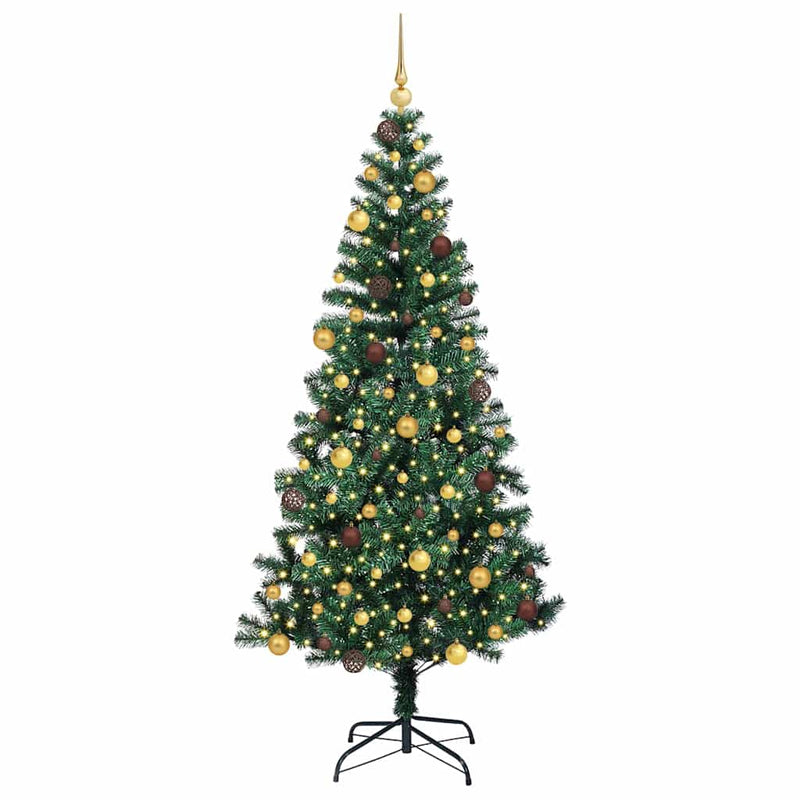 Afbeelding laden in galerijviewer, Vidaxl kunstmatig voorverlicht kerstboom groen 210 cm pvc en metaal