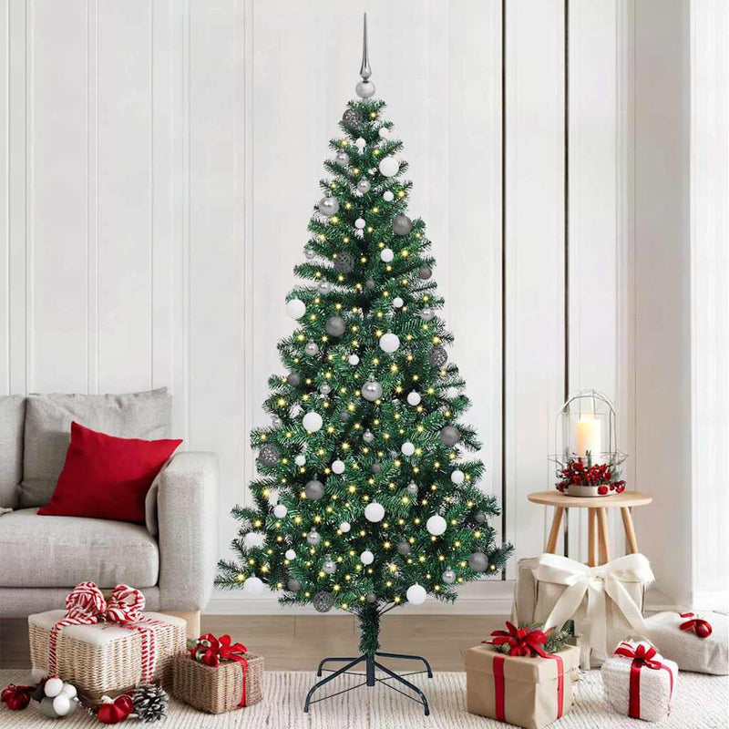 Afbeelding laden in galerijviewer, Vidaxl kunstmatig voorverlicht kerstboom groen 210 cm pvc en metaal