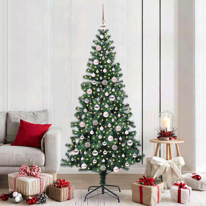 Chargez l'image dans la visionneuse de la galerie, Vidaxl kunstmatig voorverlicht kerstboom groen 210 cm pvc en metaal