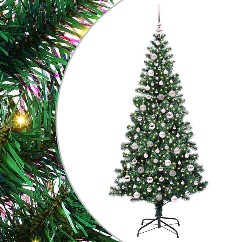 Chargez l'image dans la visionneuse de la galerie, Vidaxl kunstmatig voorverlicht kerstboom groen 210 cm pvc en metaal