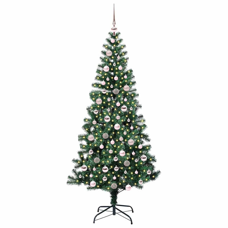 Chargez l'image dans la visionneuse de la galerie, Vidaxl kunstmatig voorverlicht kerstboom groen 210 cm pvc en metaal