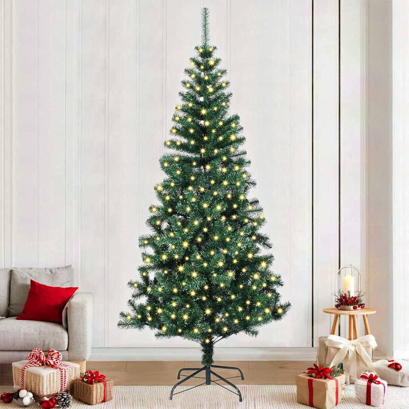 Chargez l'image dans la visionneuse de la galerie, Vidaxl kunstmatig voorverlicht kerstboom groen 240 cm pvc en metaal